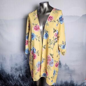 Saved by The Dress Yellow Floral Kimono Cardigan | Women's Small